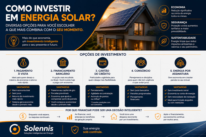 Energia Solar à Vista ou Financiada? Conheça Todas as Formas de Investir e Descubra Qual Faz Mais Sentido Para Você